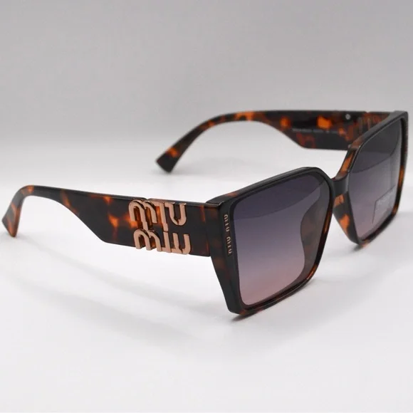 MIU MIU Women’s Polarized Sunglasses | Tortoise Brown | Grey Purple Lens | New - Picture 3 of 16